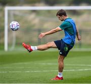 19 September 2022; Jayson Molumby practices his GAA skills during a Republic of Ireland training session at the FAI National Training Centre in Abbotstown, Dublin. Photo by Stephen McCarthy/Sportsfile