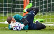 19 September 2022; Goalkeeper Gavin Bazunu during a Republic of Ireland training session at the FAI National Training Centre in Abbotstown, Dublin. Photo by Stephen McCarthy/Sportsfile