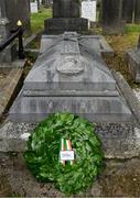 20 September 2022; A wreath placed at the grave of Michael Cusack at Glasnevin cemetery in Dublin by Uachtarán Chumann Lúthchleas Gael Larry McCarthy, in a ceremony marking the 175th anniversary of the birth of the Clare school teacher who played a pivotal role in the formation of the GAA in 1884. Photo by Brendan Moran/Sportsfile