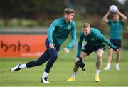 20 September 2022; Nathan Collins, left, and James McClean during a Republic of Ireland training session at the FAI National Training Centre in Abbotstown, Dublin. Photo by Stephen McCarthy/Sportsfile