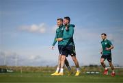 20 September 2022; James McClean, left, and Alan Browne during a Republic of Ireland training session at the FAI National Training Centre in Abbotstown, Dublin. Photo by Stephen McCarthy/Sportsfile