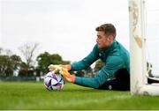 20 September 2022; Goalkeeper Mark Travers during a Republic of Ireland training session at the FAI National Training Centre in Abbotstown, Dublin. Photo by Stephen McCarthy/Sportsfile