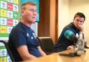 20 September 2022; Kieran Crowley, FAI communications manager, and manager Stephen Kenny during a Republic of Ireland press conference at the FAI National Training Centre in Abbotstown, Dublin. Photo by Stephen McCarthy/Sportsfile