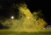 9 September 2022; Smoke from flares on the pitch during the SSE Airtricity League Premier Division match between Drogheda United and St Patrick's Athletic at Head in the Game Park in Drogheda, Louth. Photo by Piaras Ó Mídheach/Sportsfile