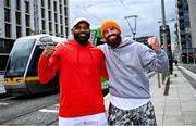 21 September 2022; Yoel Romero, left, and Peter Queally at a Bellator 285 Media Event at The Point Luas Stop in Dublin. Photo by David Fitzgerald/Sportsfile