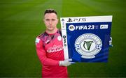 21 September 2022; Return of the packs! SSE Airtricity League FIFA 23 Club Packs are back! Featuring the individual club crest of all 10 Premier Division teams, these exclusive sleeves will be available to download free from https://www.ea.com/games/fifa/fifa-23 when the game launches Friday, 30th September! Gavin Mulreany of Finn Harps during the FIFA 23 SSE Airtricity League cover launch at Aviva Stadium in Dublin. Photo by Stephen McCarthy/Sportsfile