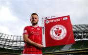 21 September 2022; Return of the packs! SSE Airtricity League FIFA 23 Club Packs are back! Featuring the individual club crest of all 10 Premier Division teams, these exclusive sleeves will be available to download free from https://www.ea.com/games/fifa/fifa-23 when the game launches Friday, 30th September! David Cawley of Sligo Rovers during the FIFA 23 SSE Airtricity League cover launch at Aviva Stadium in Dublin. Photo by Stephen McCarthy/Sportsfile