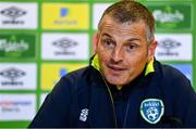 22 September 2022; Manager Jim Crawford during a Republic of Ireland U21 press conference at FAI Headquarters in Abbotstown, Dublin. Photo by Eóin Noonan/Sportsfile