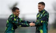 22 September 2022; Matt Doherty, right, with Seamus Coleman during a Republic of Ireland training session at the FAI National Training Centre in Abbotstown, Dublin. Photo by Stephen McCarthy/Sportsfile