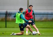 22 September 2022; Robbie Brady, right, and Jason Knight during a Republic of Ireland training session at the FAI National Training Centre in Abbotstown, Dublin. Photo by Stephen McCarthy/Sportsfile