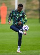 22 September 2022; Chiedozie Ogbene during a Republic of Ireland training session at the FAI National Training Centre in Abbotstown, Dublin. Photo by Stephen McCarthy/Sportsfile