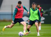 22 September 2022; Callum O’Dowda, left, and Seamus Coleman during a Republic of Ireland training session at the FAI National Training Centre in Abbotstown, Dublin. Photo by Stephen McCarthy/Sportsfile