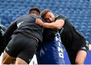 22 September 2022; Jordan Larmour, right, during Leinster rugby Captain's Run at RDS Arena in Dublin. Photo by Harry Murphy/Sportsfile