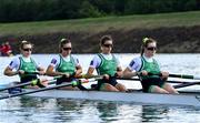 22 September 2022; The Ireland team, from right, Emily Hegarty, Fiona Murtagh, Eimear Lambe and Aifric Keogh compete in the Women's Four semi-final A/B 1 during day 5 of the World Rowing Championships 2022 at Racice in Czech Republic. Photo by Piaras Ó Mídheach/Sportsfile