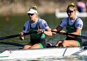 22 September 2022; Natalie Long, left, and Tara Hanlon of Ireland compete in the Women's Pair semi-final A/B 1 during day 5 of the World Rowing Championships 2022 at Racice in Czech Republic. Photo by Piaras Ó Mídheach/Sportsfile