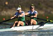 22 September 2022; Natalie Long, left, and Tara Hanlon of Ireland compete in the Women's Pair semi-final A/B 1 during day 5 of the World Rowing Championships 2022 at Racice in Czech Republic. Photo by Piaras Ó Mídheach/Sportsfile