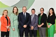 22 September 2022; Performance Pathways; to Paris and Beyond. Paralympics Ireland and the Sport Ireland Institute announce new partnership to provide world class performance support to Irish Para Athletes preparing for Paris 2024. In attendance at the announcement are, from left, Paralympics Ireland Board Member Lisa Fallon, Paralympics Ireland Vice President Lisa Clancy, Sport Ireland Institute Director Liam Harbison,  Paralympics Ireland Vice President Denis Toomey,  Paralympics Ireland Chef de Mission Neasa Russell and Sport Ireland Institute Deputy Chef de Mission for Performance Support Toni Rossiter, at Sport Ireland Institute in Dublin. Photo by Sam Barnes/Sportsfile