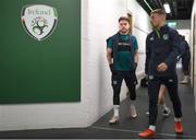 22 September 2022; Lee O'Connor, right, and Aaron Connolly before a Republic of Ireland U21 training session at Tallaght Stadium in Dublin. Photo by Eóin Noonan/Sportsfile