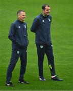 22 September 2022; Manager Jim Crawford, left, and assistant coach John O'Shea during a Republic of Ireland U21 training session at Tallaght Stadium in Dublin. Photo by Eóin Noonan/Sportsfile