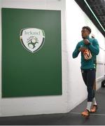 22 September 2022; Goalkeeper David Odumosu before a Republic of Ireland U21 training session at Tallaght Stadium in Dublin. Photo by Eóin Noonan/Sportsfile