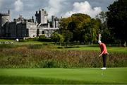 22 September 2022; Leona Maguire of Ireland watches her putt on the 10th green during round one of the KPMG Women's Irish Open Golf Championship at Dromoland Castle in Clare. Photo by Brendan Moran/Sportsfile