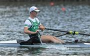 22 September 2022; Hugh Moore of Ireland competes in the Lightweight Men's Single Sculls semi-final C/D 2 during day 5 of the World Rowing Championships 2022 at Racice in Czech Republic. Photo by Piaras Ó Mídheach/Sportsfile
