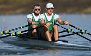 22 September 2022; Philip Doyle, left, and Konan Pazzaia of Ireland compete in the Men's Double Sculls semi-final C/D during day 5 of the World Rowing Championships 2022 at Racice in Czech Republic. Photo by Piaras Ó Mídheach/Sportsfile