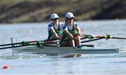 22 September 2022; Aoife Casey, left, and Margaret Cremen of Ireland compete in the Lightweight Women's Double Sculls semi-final A/B 1 during day 5 of the World Rowing Championships 2022 at Racice in Czech Republic. Photo by Piaras Ó Mídheach/Sportsfile