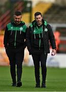 22 September 2022; Shamrock Rovers manager Stephen Bradley, right, and Shamrock Rovers sporting director Stephen McPhail  walk the pitch before the SSE Airtricity League Premier Division match between Shelbourne and Shamrock Rovers at Tolka Park in Dublin. Photo by Sam Barnes/Sportsfile
