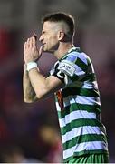 22 September 2022; Ronan Finn of Shamrock Rovers reacts to a missed chance during the SSE Airtricity League Premier Division match between Shelbourne and Shamrock Rovers at Tolka Park in Dublin. Photo by Sam Barnes/Sportsfile
