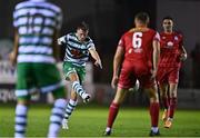 22 September 2022; Dan Cleary of Shamrock Rovers has a shot at goal during the SSE Airtricity League Premier Division match between Shelbourne and Shamrock Rovers at Tolka Park in Dublin. Photo by Sam Barnes/Sportsfile