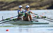 22 September 2022; Aoife Casey, left, and Margaret Cremen of Ireland compete in the Lightweight Women's Double Sculls semi-final A/B 1 during day 5 of the World Rowing Championships 2022 at Racice in Czech Republic. Photo by Piaras Ó Mídheach/Sportsfile