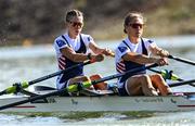 22 September 2022; Mary Reckford, left, and Michelle Sechser of USA compete in the Lightweight Women's Double Sculls semi-final A/B 2 during day 5 of the World Rowing Championships 2022 at Racice in Czech Republic. Photo by Piaras Ó Mídheach/Sportsfile