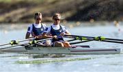 22 September 2022; Mary Reckford, left, and Michelle Sechser of USA compete in the Lightweight Women's Double Sculls semi-final A/B 2 during day 5 of the World Rowing Championships 2022 at Racice in Czech Republic. Photo by Piaras Ó Mídheach/Sportsfile