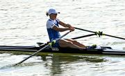 23 September 2022; Aura Forsberg of Finland on her way to finishing third the Lightweight Women's Single Sculls Final D during day 6 of the World Rowing Championships 2022 at Racice in Czech Republic. Photo by Piaras Ó Mídheach/Sportsfile