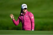 23 September 2022; Leona Maguire of Ireland acknowledges the applause from the gallery on the 18th green during round two of the KPMG Women's Irish Open Golf Championship at Dromoland Castle in Clare. Photo by Brendan Moran/Sportsfile