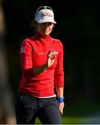 23 September 2022; Christine Wolf of Austria acknowledges the applause from the gallery during round two of the KPMG Women's Irish Open Golf Championship at Dromoland Castle in Clare. Photo by Brendan Moran/Sportsfile
