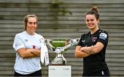23 September 2022; Niamh Coombes of Athlone Town and Ciara Rossiter of Wexford Youths during a 2022 EVOKE.ie FAI Women's Cup Semi-Finals Media Day at FAI National Training Centre in Abbotstown, Dublin. Photo by Eóin Noonan/Sportsfile