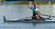 23 September 2022; Katie O'Brien of Ireland celebrates after winning the PR2 Women's Single Sculls final A during day 6 of the World Rowing Championships 2022 at Racice in Czech Republic. Photo by Piaras Ó Mídheach/Sportsfile