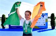 23 September 2022; Katie O'Brien of Ireland with her gold medal after winning the PR2 Women's Single Sculls final A during day 6 of the World Rowing Championships 2022 at Racice in Czech Republic. Photo by Piaras Ó Mídheach/Sportsfile