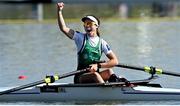 23 September 2022; Katie O'Brien of Ireland celebrates after winning the PR2 Women's Single Sculls final A during day 6 of the World Rowing Championships 2022 at Racice in Czech Republic. Photo by Piaras Ó Mídheach/Sportsfile