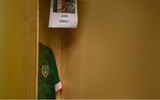 23 September 2022; A view of the dressing room position assigned to Aaron Connolly before the UEFA European U21 Championship play-off first leg match between Republic of Ireland and Israel at Tallaght Stadium in Dublin. Photo by Eóin Noonan/Sportsfile