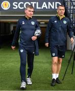23 September 2022; Manager Stephen Kenny, left, and Damien Doyle, head of athletic performance, during a Republic of Ireland training session at Hampden Park in Glasgow, Scotland. Photo by Stephen McCarthy/Sportsfile