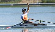 23 September 2022; Marinus De Koning of Netherlands celebrates after winning the PR2 Men's Single Sculls final A during day 6 of the World Rowing Championships 2022 at Racice in Czech Republic. Photo by Piaras Ó Mídheach/Sportsfile