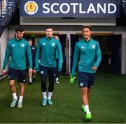 23 September 2022; Callum Robinson, right, Matt Doherty, centre, and Troy Parrott during a Republic of Ireland training session at Hampden Park in Glasgow, Scotland. Photo by Stephen McCarthy/Sportsfile