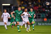 23 September 2022; Evan Ferguson of Republic of Ireland in action against Gil Cohen of Israel during the UEFA European U21 Championship play-off first leg match between Republic of Ireland and Israel at Tallaght Stadium in Dublin. Photo by Eóin Noonan/Sportsfile