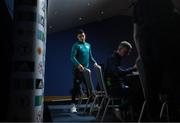 23 September 2022; John Egan during a Republic of Ireland press conference at Hampden Park in Glasgow, Scotland. Photo by Stephen McCarthy/Sportsfile