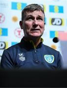 23 September 2022; Manager Stephen Kenny during a Republic of Ireland press conference at Hampden Park in Glasgow, Scotland. Photo by Stephen McCarthy/Sportsfile