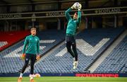 23 September 2022; Goalkeepers Max O'Leary, right, and Mark Travers during a Republic of Ireland training session at Hampden Park in Glasgow, Scotland. Photo by Stephen McCarthy/Sportsfile