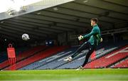 23 September 2022; Goalkeeper Max O'Leary during a Republic of Ireland training session at Hampden Park in Glasgow, Scotland. Photo by Stephen McCarthy/Sportsfile